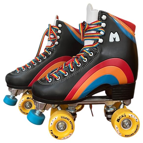 NEW Moxi Rainbow Rider Roller Skates Black Outside Size 5 - fits Women's 6-6.5 - Picture 1 of 7